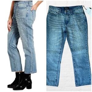 NEW Who What Wear beaded cropped jeans